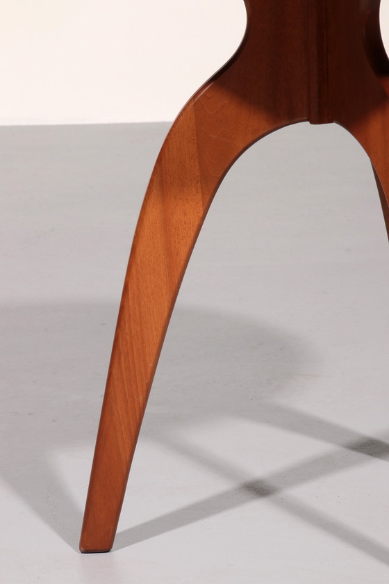 Image 1 of Italian Craftsmanship Round Walnut Side Table from the 60s