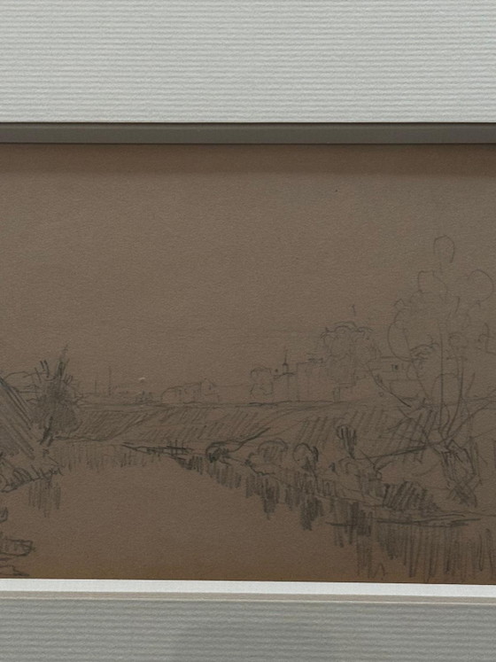 Stanislas Lépine (1835–1892) – Original pencil drawing on paper, landscape – Paintings & Drawings (photo 4 of 12)