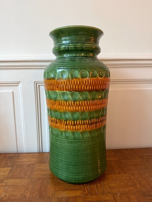 XL vase from West Germany in green glazed ceramic