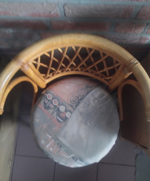 Vintage rotan kuipstoel / bamboe bijzetstoel Boho (vers geolied!) – kuipstoelen, Rattan