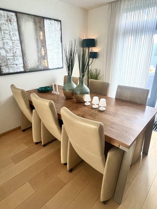 Poltrone da pranzo in pelle Leolux – regolabili – set da 6