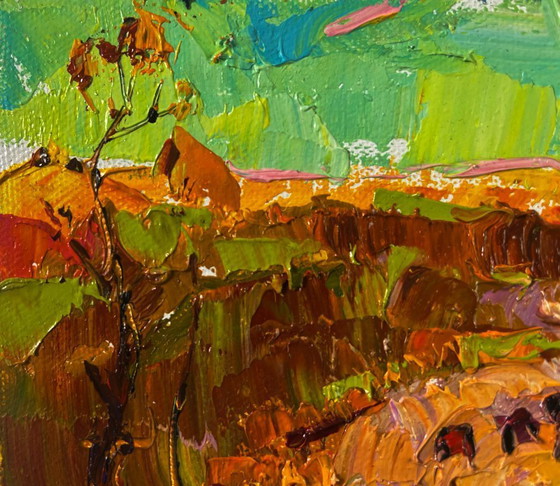 Image 1 of Original Oil Painting Summer Field Landscape Sunny day when nature shines in beauty