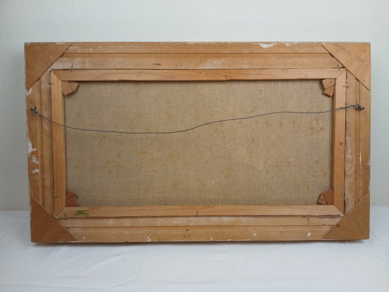 Image 1 of Beautiful Oil Painting by B.H. Slotman - Atmospheric Landscape with Baroque Frame
