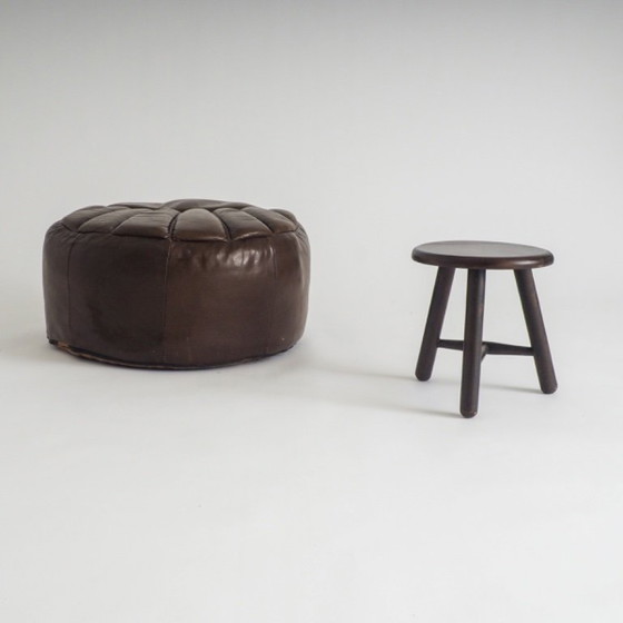 Image 1 of Vintage leather ottoman