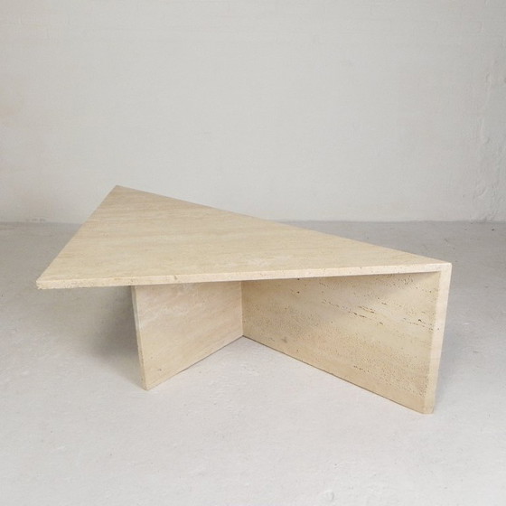 Image 1 of Mid-Century travertine coffee table with triangular top, 1970s