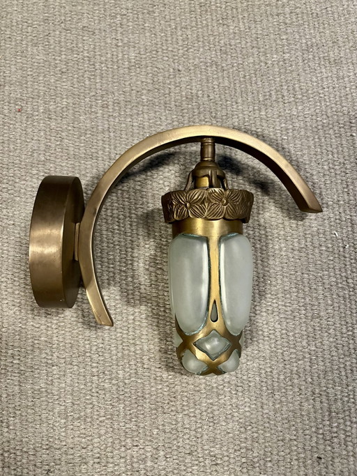 Bronze and glass wall lamp, 5 pieces. Handmade by Vladimir (artist from Rotterdam). Very decorative.