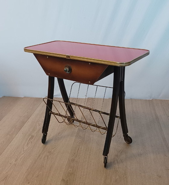 Tavolino/portariviste anni Cinquanta – Tavolini, Metallo, Legno (photo 9 of 9)