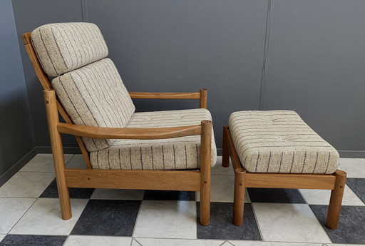 Hoge Rug Relax Stoel met Hocker 1960 gemaakt door Tarm Stole Denemarken