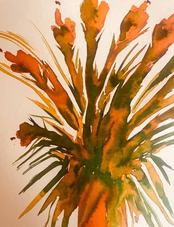 Bodegón firmado « Ramo de flores solares anaranjadas » – Arte, Paper (photo 7 of 11)