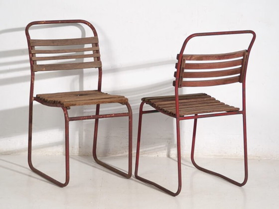 Chaises de jardin rouges antiques (env. 1920). Lot de 2 pièces #16 – Wood, Iron (photo 18 of 40)