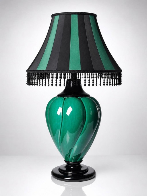 Große Vintage-Lampe von Mathias aus grüner und schwarzer Keramik, 1970er Jahre – tafellampen, Ceramic