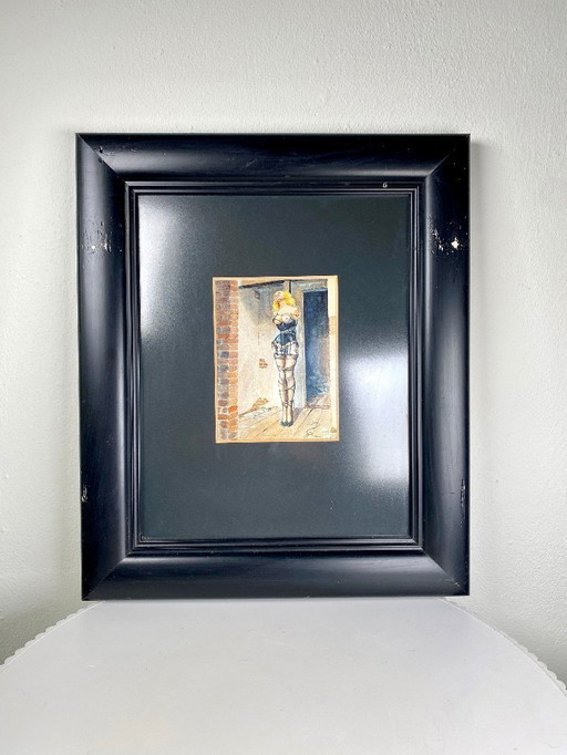 Kinky Vintage BDSM Framed Art Print -Sweet Gwendoline Bondage Wall Art by John Willie - Large Retro Fetish Pin Up Black Frames