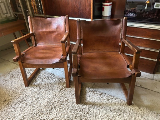 Pair of Paco Muños armchairs, Darro edition, Razzia model, 1959 – fauteuils, Leather