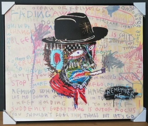 Mani kure - 'Remember me' - large unique framed street art painting