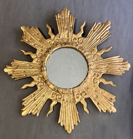 Specchio Sun di Irena Jaworska, 1960, piombo dorato, vintage