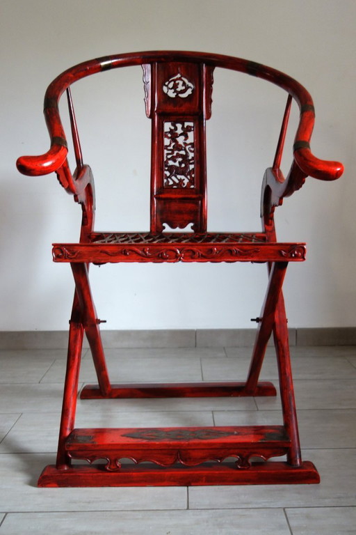 Ancien fauteuil pliant de mandarin, Chine, milieu XXème