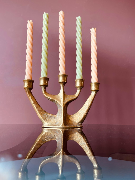 ¡Único! Candelabro de latón Van Gilde de mediados de siglo.