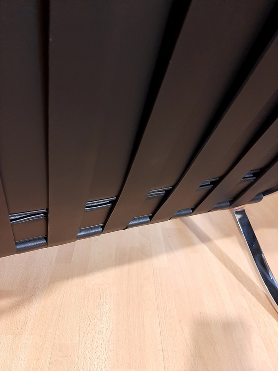Image 1 of Knoll Set Barcelona New-Never Used Black Leather Design by Ludwig Mies Van Der Rohe and Lilly Reich (1929)