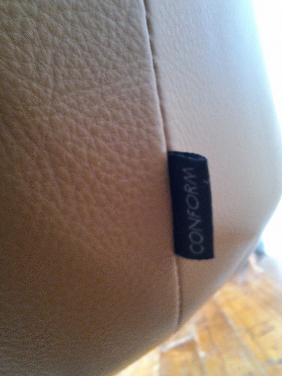 Image 1 of Swedish design brown leather swivel chair by Conform