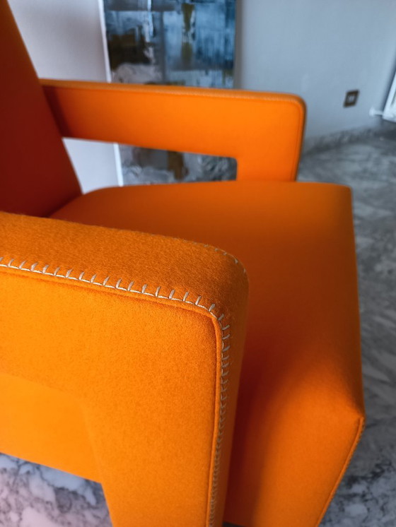 Image 1 of Fauteuil CASSINA Utrecht 637 en Laine Kvadrat Orange 13L par Gerrit Thomas Rietveld
