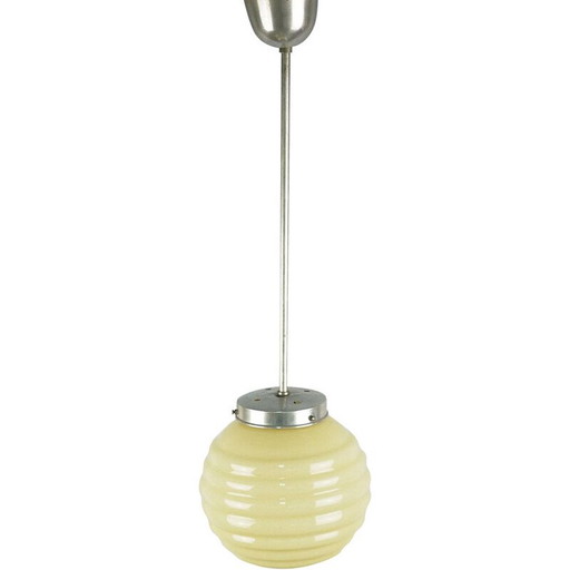 Plafondlamp Mid century Honing Opaline Glazen Bol, 1950