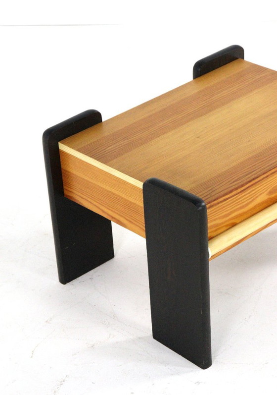 Image 1 of Set of 2 pine bedside tables vintage brutalist
