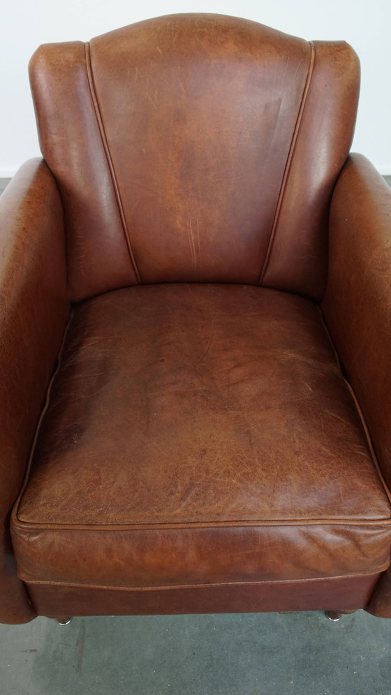 Image 1 of Poltrona/poltrona Art Déco in pelle di pecora