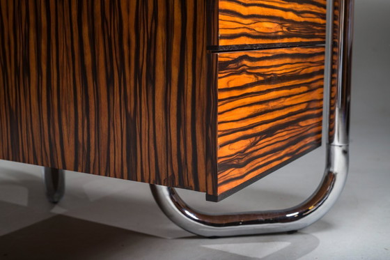 Image 1 of Makassar Ebony Executive Desk with Chromed Futuristic Legs, 1970s