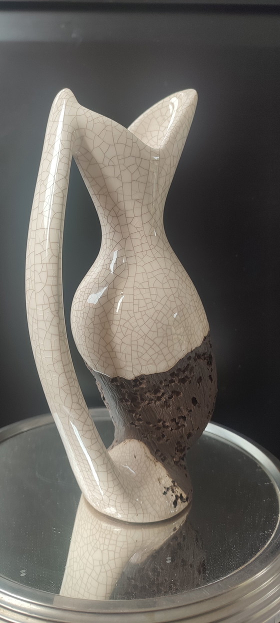 Image 1 of Freeform Raku and Worm-eaten Wood Pitcher Vase (1960/70)
