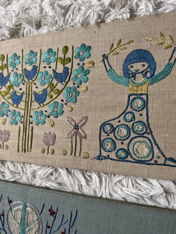 Image 1 of Scandinavische borduurpanelen uit de jaren 60