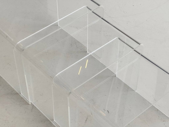 Image 1 of Space Age 3er Set Plexiglas Satztische / Beistelltische, 1970er Jahre 