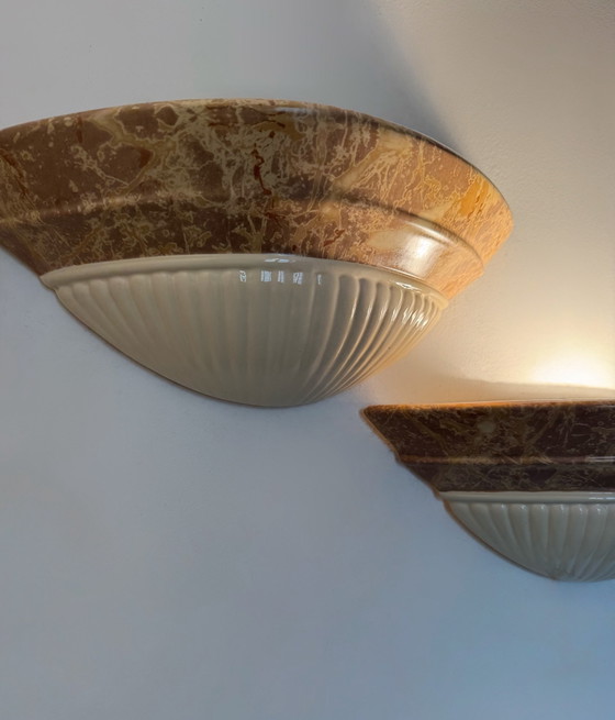 Half-shell Wall lights by Schuytener, 80s, Ceramic, Creme (photo 11 of 11)