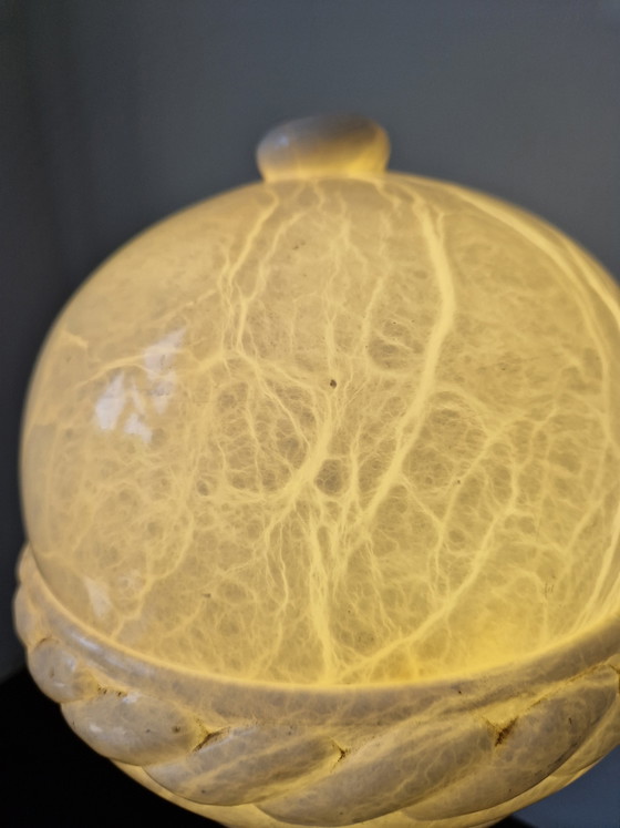 Image 1 of Große Marmor-Tischlampe, Stehlampe, Kugelform, Pilzform