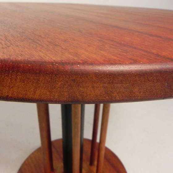 Image 1 of Vintage teak table with 6 narrow and 1 wide style, 1980s