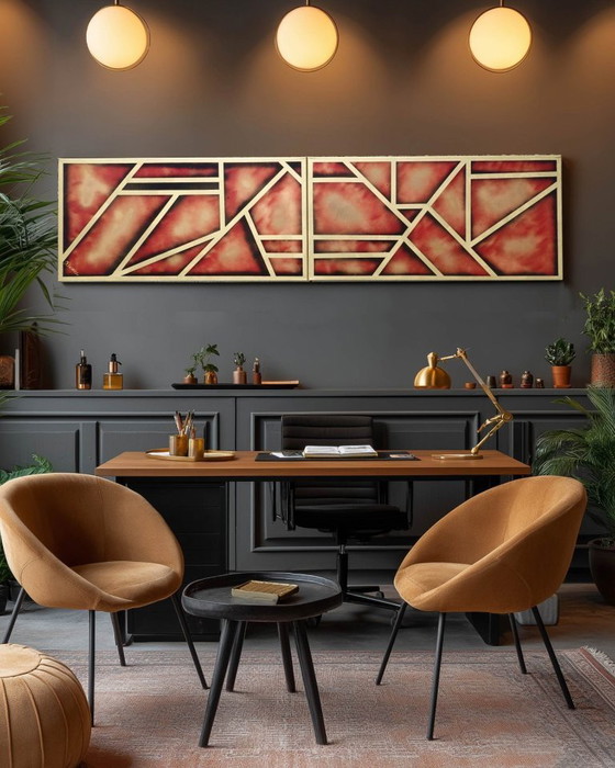 Image 1 of Abstraction A955 - Tableau abstrait prêt à accrocher XXL