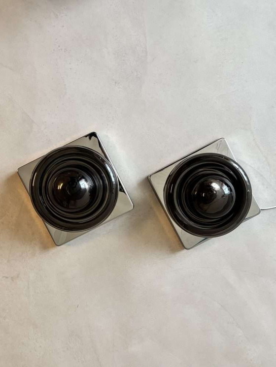 Image 1 of Lampade da parete in vetro fumé Cosack anni '70