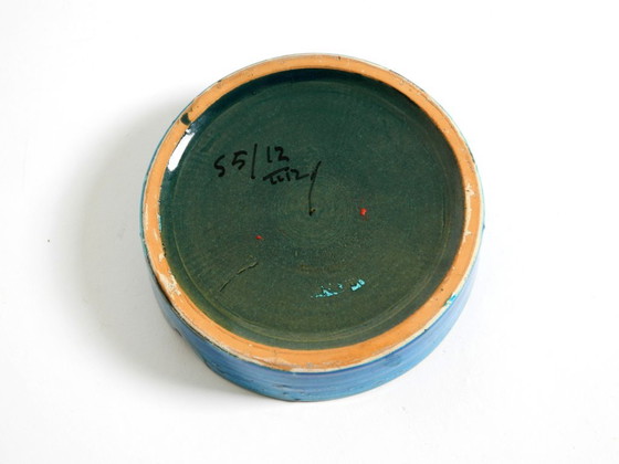 Precioso cenicero de mesa de cerámica Rimini Blu de los años 60, diseñado por Aldo Londi para Bitossi, Italia. (photo 9 of 9)