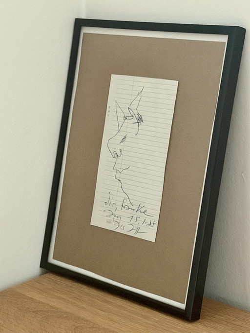 Dibujo ocasional de Horst Janssen - Autorretrato
