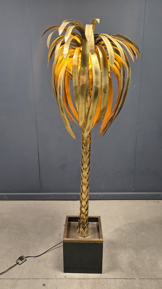 Image 1 of Messing vloerlamp in de vorm van een palmboom van Maison Jansen, jaren 70.