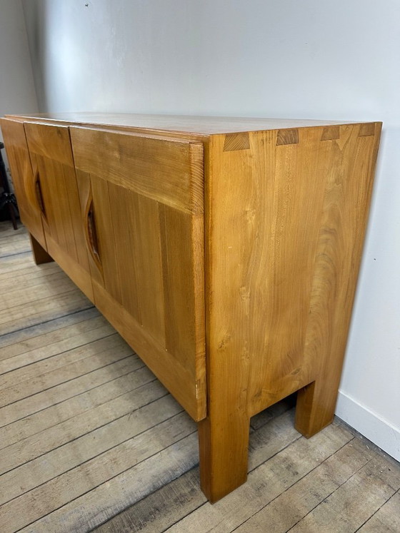 Image 1 of Sideboard aus massivem, geöltem Ulmenholz, Maison REGAIN, 1970