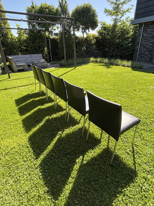 6x (Set) Walter Knoll Jason Lite Chair Black Leather