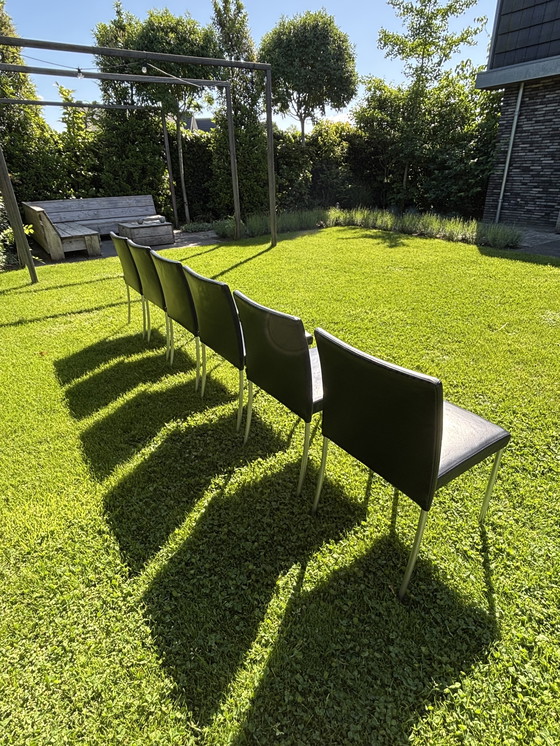 Image 1 of 6x (Set) Walter Knoll Jason Lite Stuhl Schwarz Leder