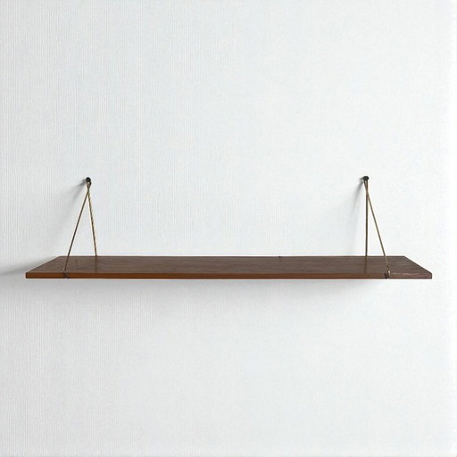 Vintage String-Wandregal aus Holz mit Metallaufhängung | Mid-Century Stil | Offenes Regal | Skandinavisches Design