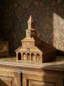 Vintage houten kerkmodel uit de jaren 1950-1970 "Iglesia Nercon Chiloe Chile"