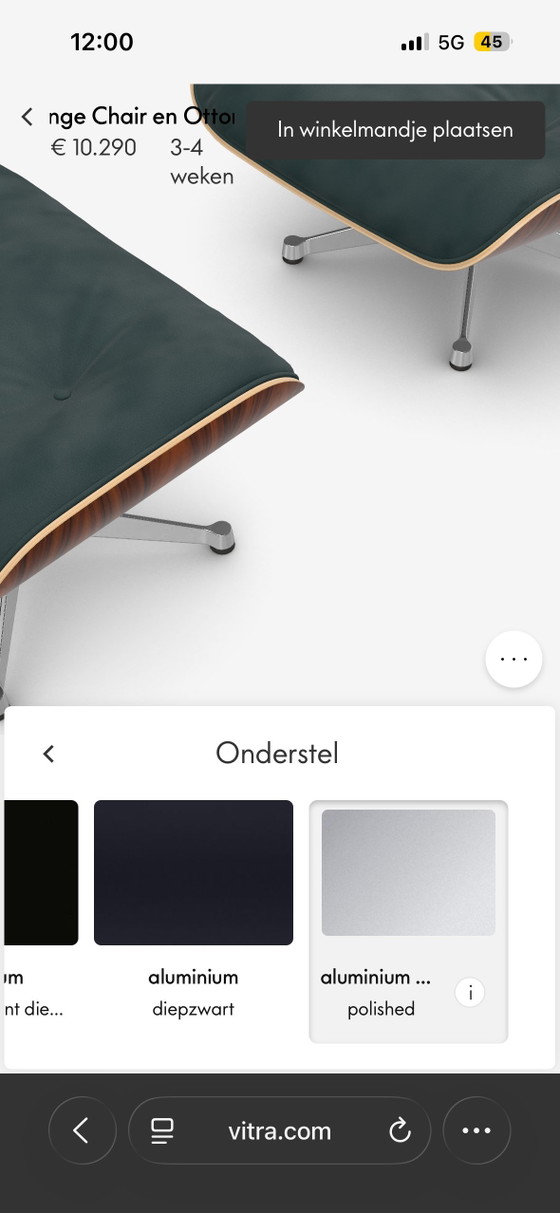 Image 1 of Nuova poltrona lounge Vitra + poggiapiedi Santos in velluto color palissandro, tessuto verde pino Calma
