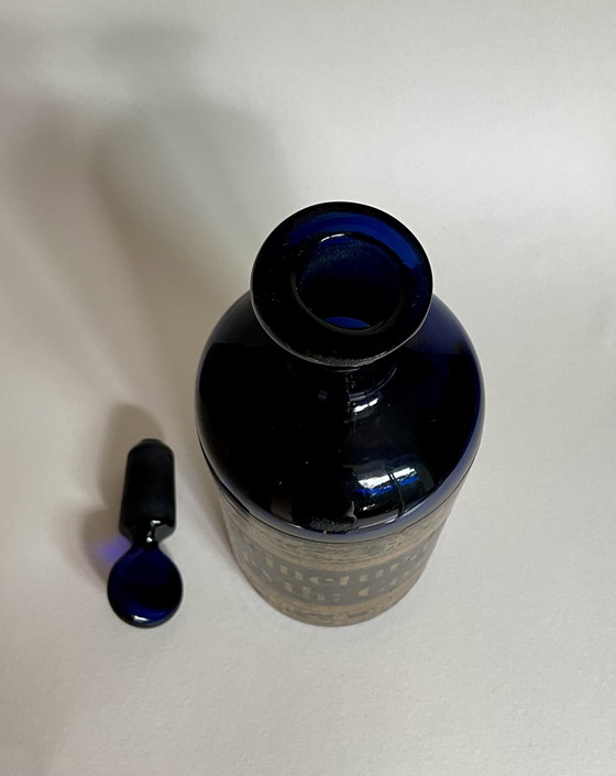 Frasco de boticario antiguo de color azul cobalto “Tinctura Erythr: Coca” – Objetos decorativos, Glass, Paper (photo 6 of 9)