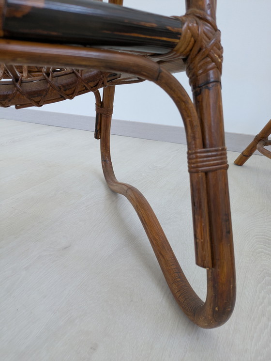 Image 1 of Salon en bambou - Fauteuils, table basse et porte-manteau - Vintage