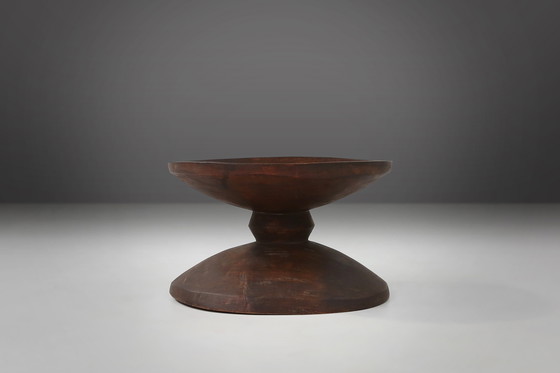 Image 1 of Large African Tree Trunk Bowl in Oak, 1950s