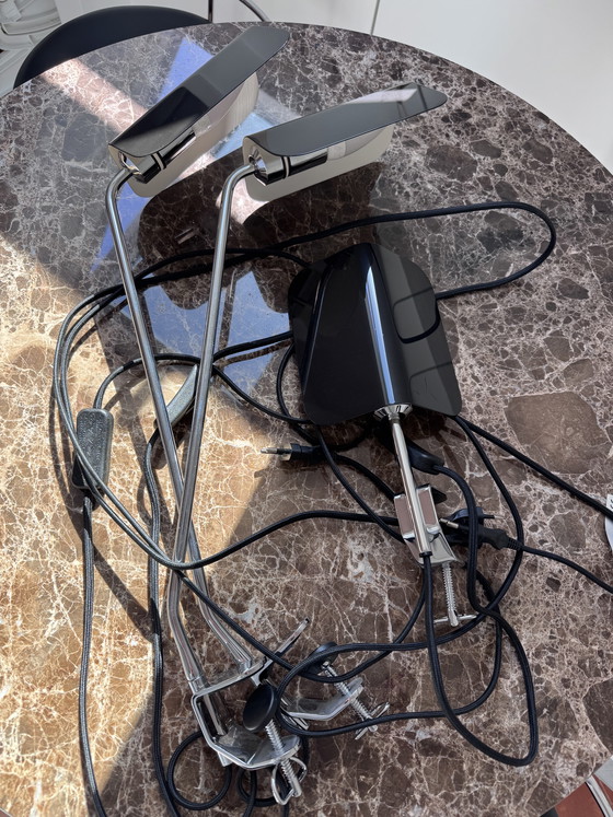 Image 1 of Lot de 3 lampes de bureau HAY Apex - Métal noir - Base étau - Orientables