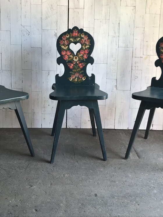 Vintage Wooden Side Chairs, 1920s, Set of 3 (photo 4 of 9)